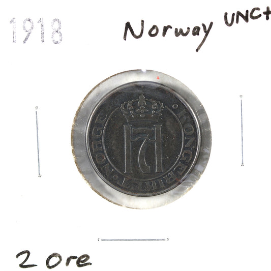 Norway 1918 2 Ore UNC+ (MS-62) $