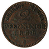 German States 1868A Prussia 2 Pfennig Almost Uncirculated (AU50)