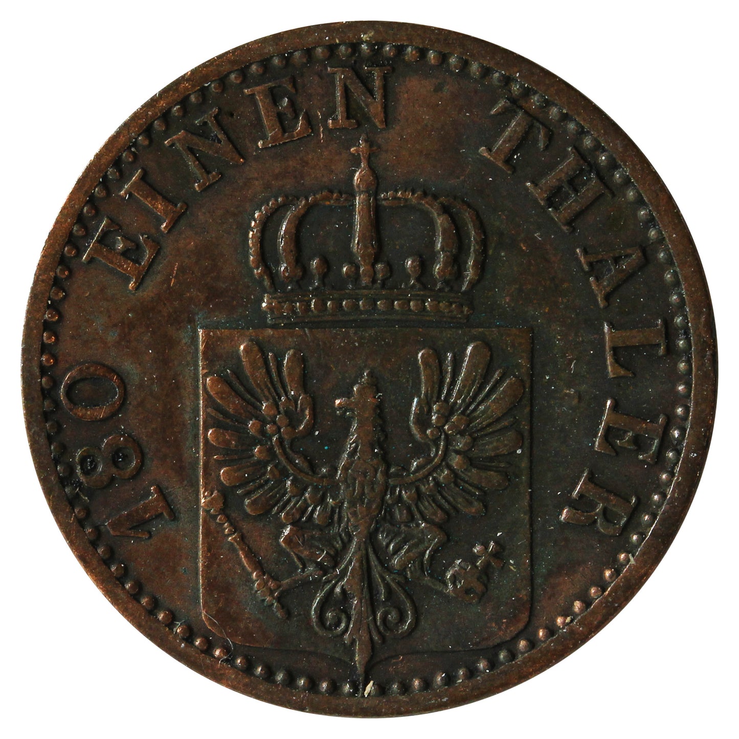 German States 1868A Prussia 2 Pfennig Almost Uncirculated (AU50)