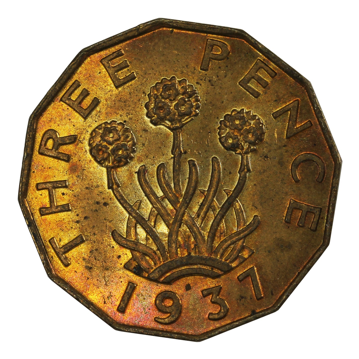 Great Britain 1937 12-Sided 3 Pence Brilliant Uncirculated (MS63)