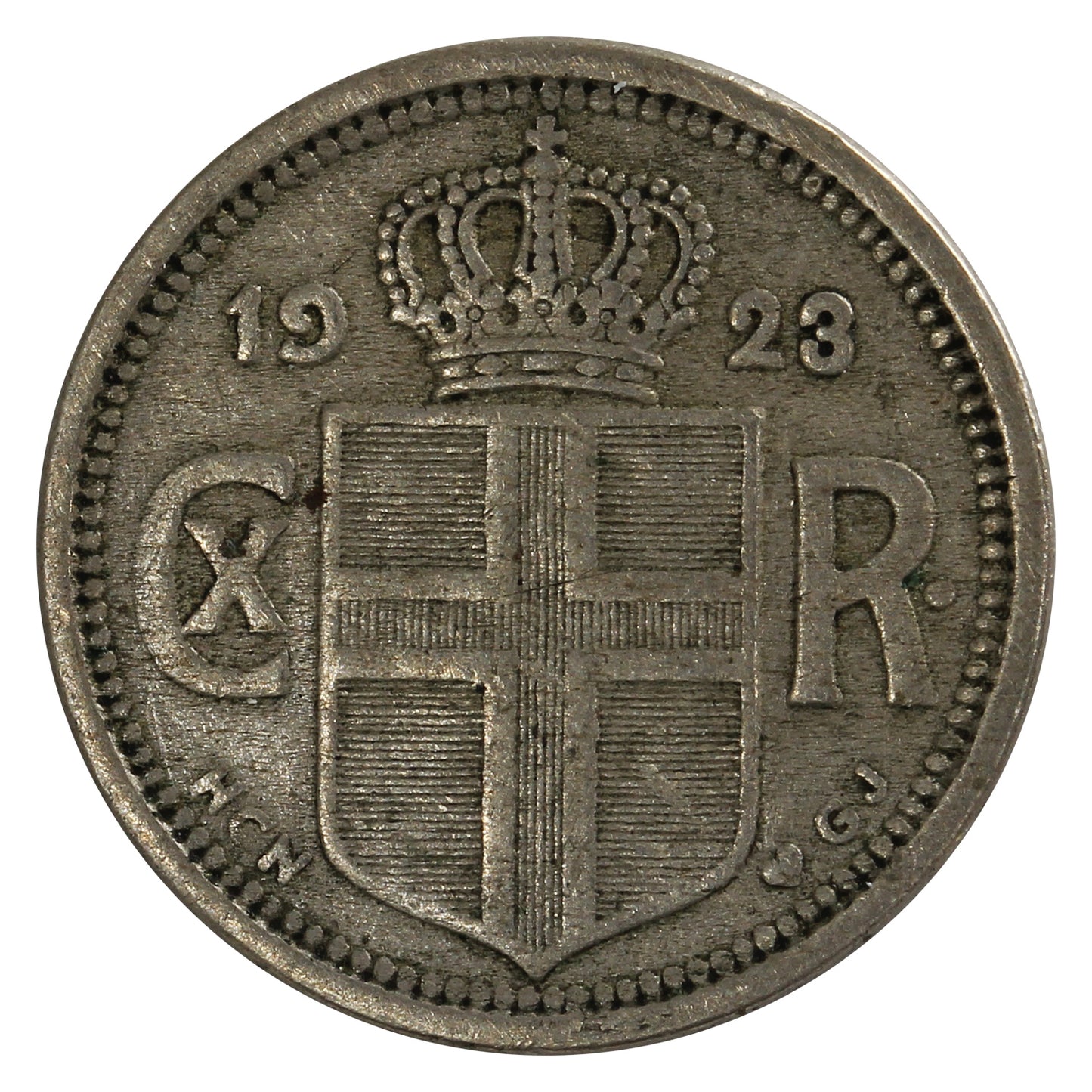 Iceland 1923 HCNGJ 25 Aurar Extra Fine (EF40)