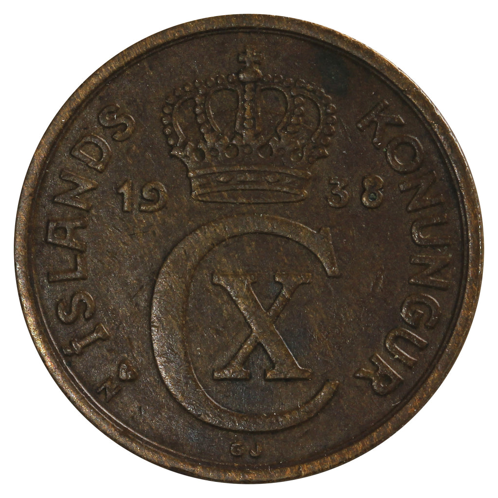 Iceland 1938 NGJ 2 Aurar Extra Fine (EF40)