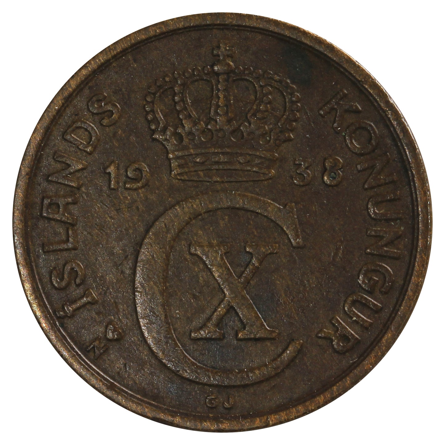 Iceland 1938 NGJ 2 Aurar Extra Fine (EF40)