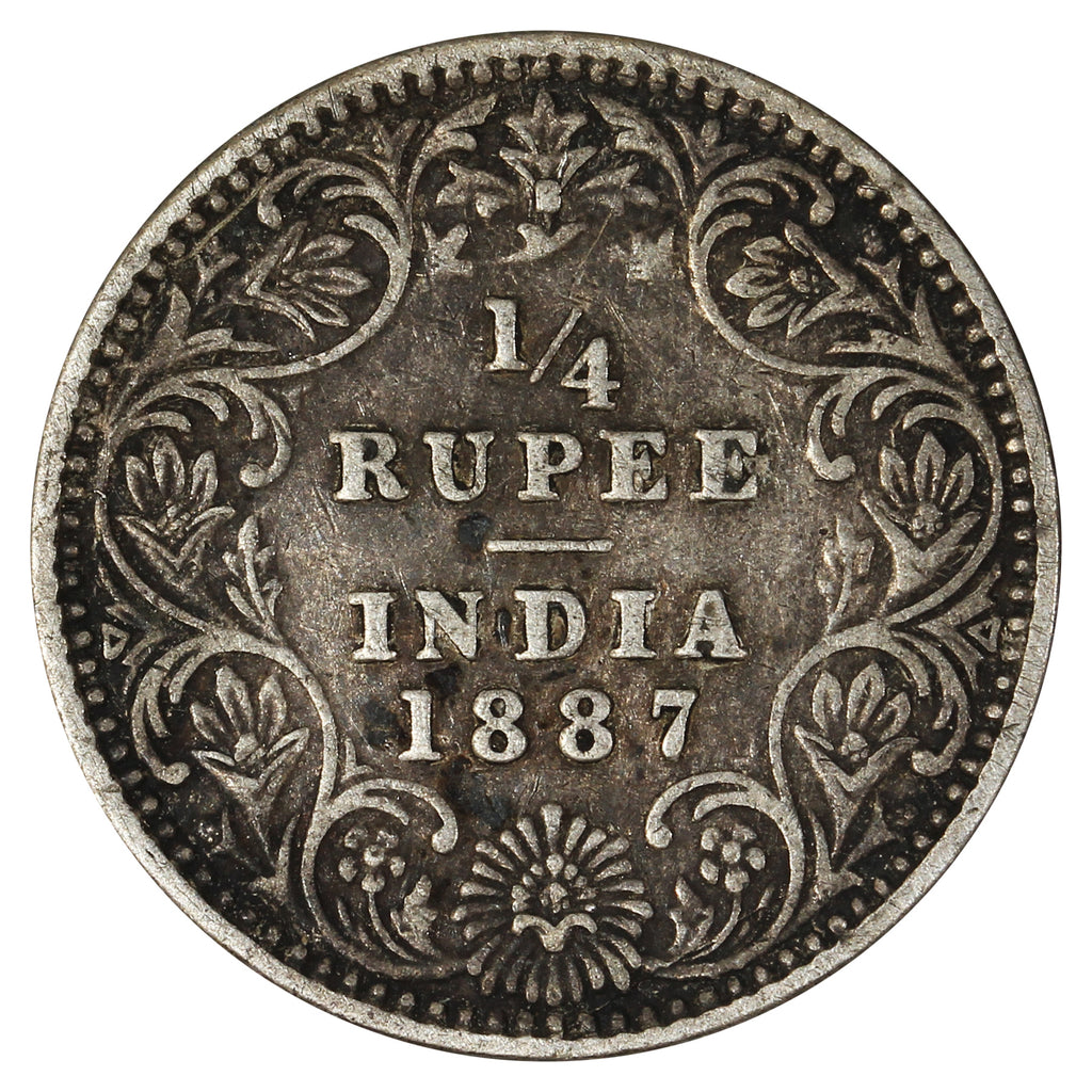 India 1887B 1/4 Rupee Very Fine (VF20)