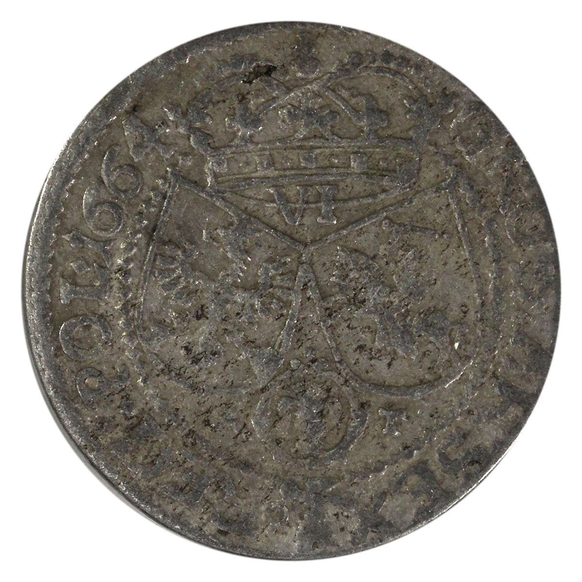 Poland 1664AT Johann Casimir 6 Groszy VF-EF (VF-30) $
