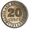 Malaya & British Borneo 1954 20 Cents Brilliant Uncirculated (MS63)