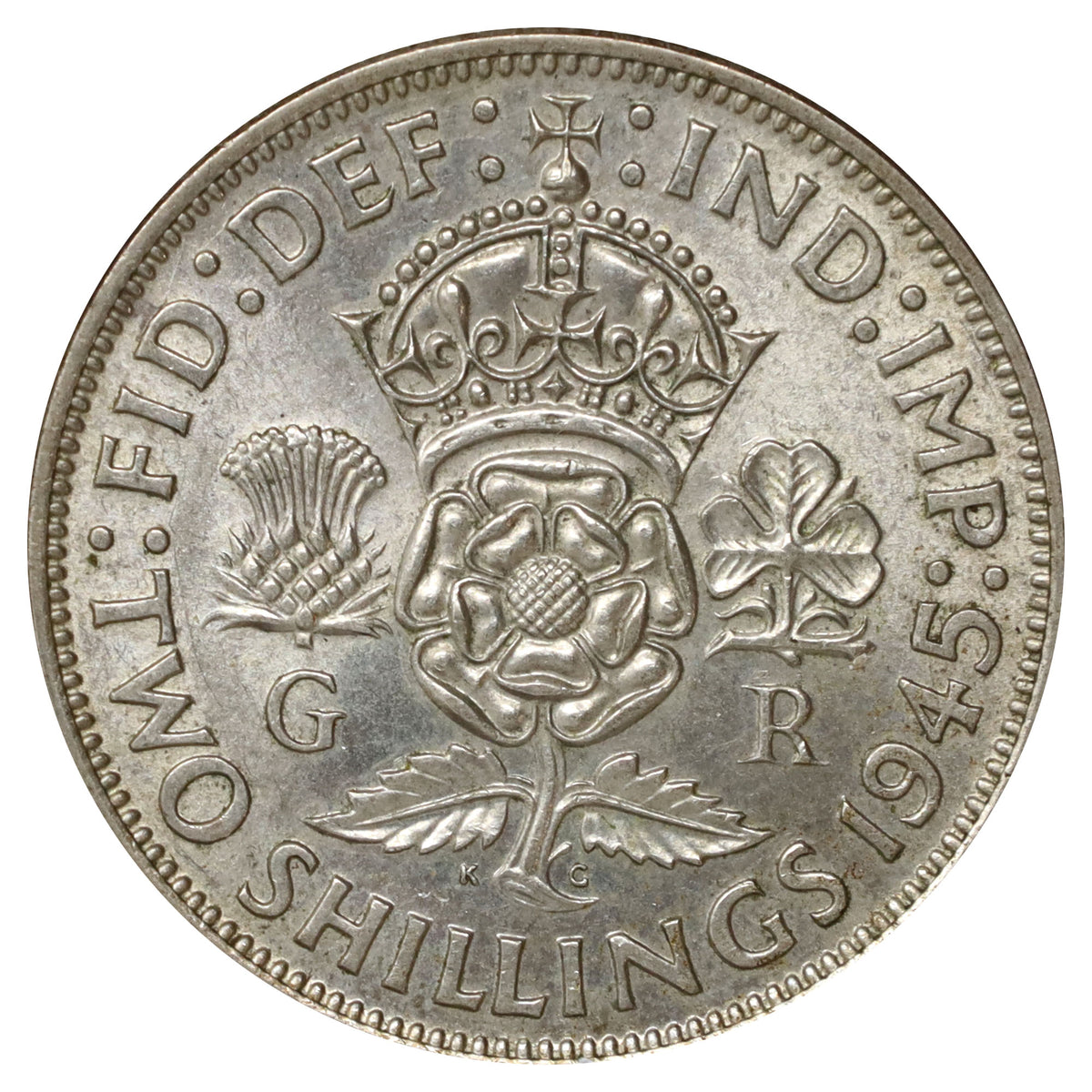 Great Britain 1945 Florin Almost Uncirculated (AU50)
