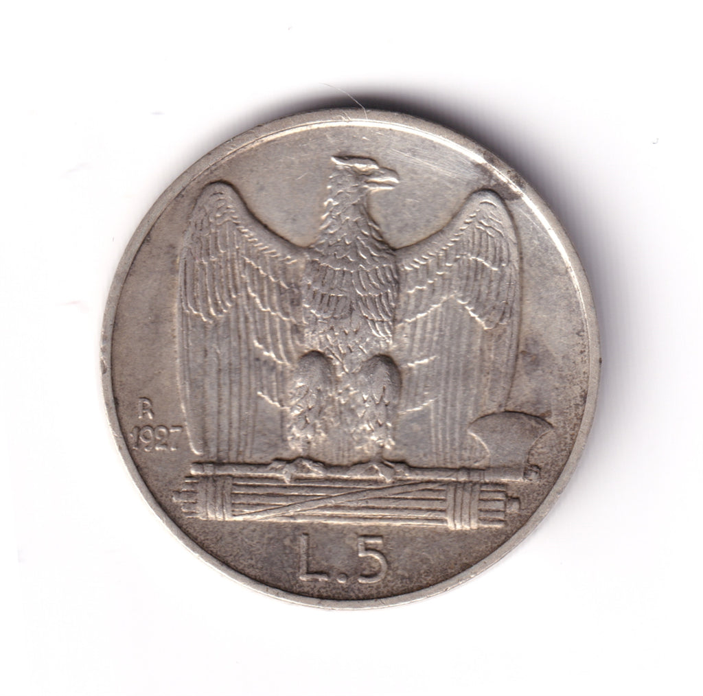 Italy 1927R 5 Lire Almost Uncirculated (AU50)
