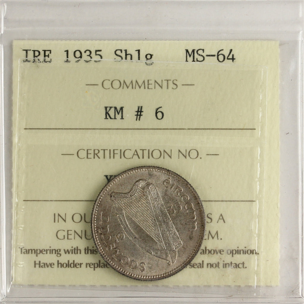 Ireland 1935 Shilling ICCS Certified MS64 KM #6