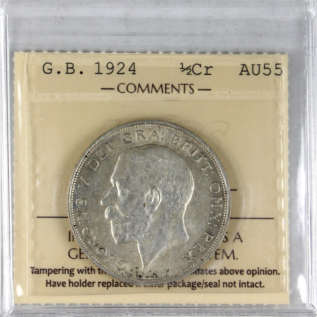 Great Britain 1924 Half Crown ICCS Certified AU55