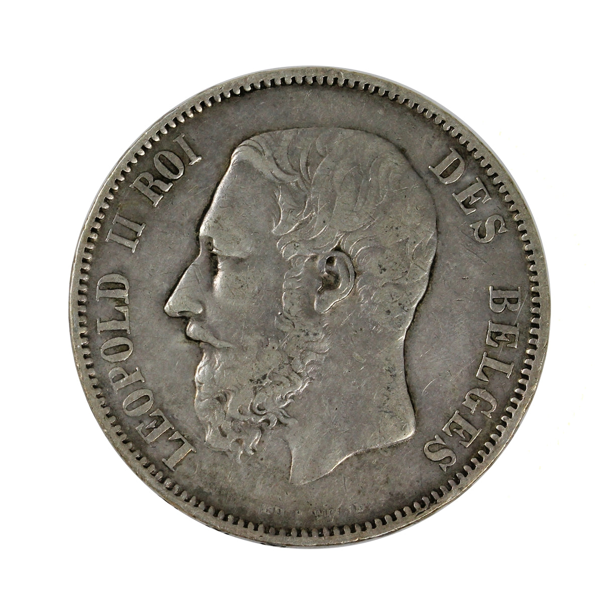Belgium 1869 5 Francs Extra Fine (EF40) $ (L)