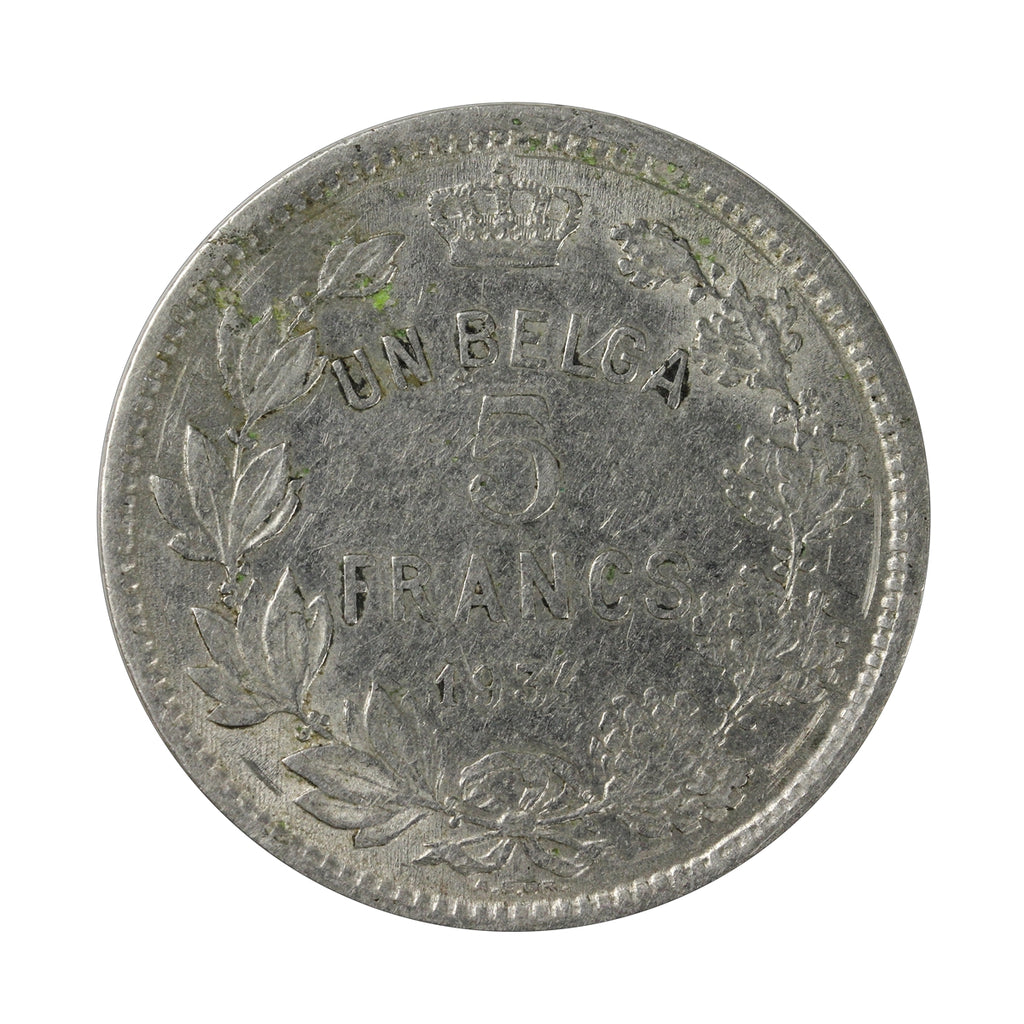 Belgium 1934 5 Francs VF-EF (VF30) $