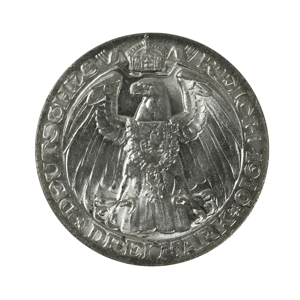 German States 1910 Prussia, Berlin University 3 Marks Brilliant Uncirculated (MS63) $
