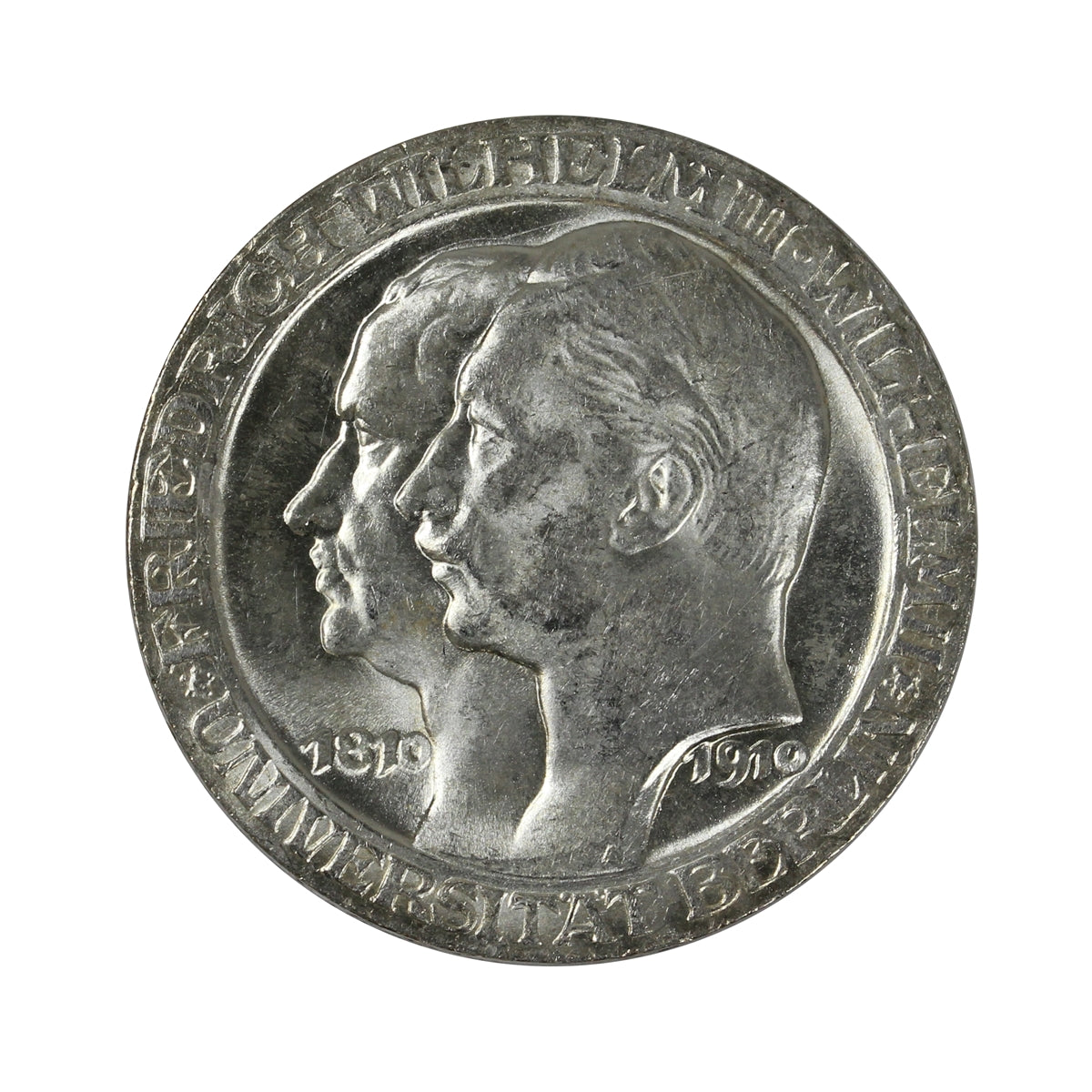 German States 1910 Prussia, Berlin University 3 Marks Brilliant Uncirculated (MS63) $