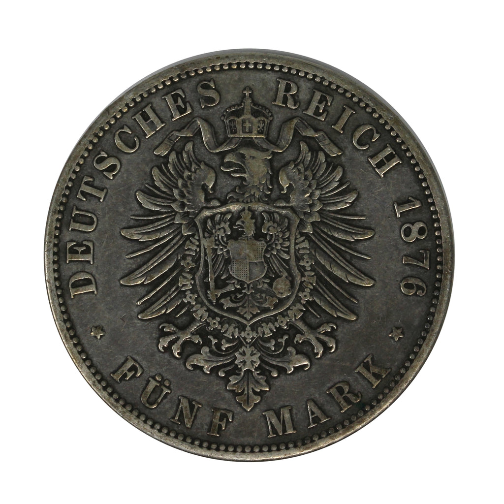 German Empire 1876A Prussia 5 Marks VF-EF (VF30) $