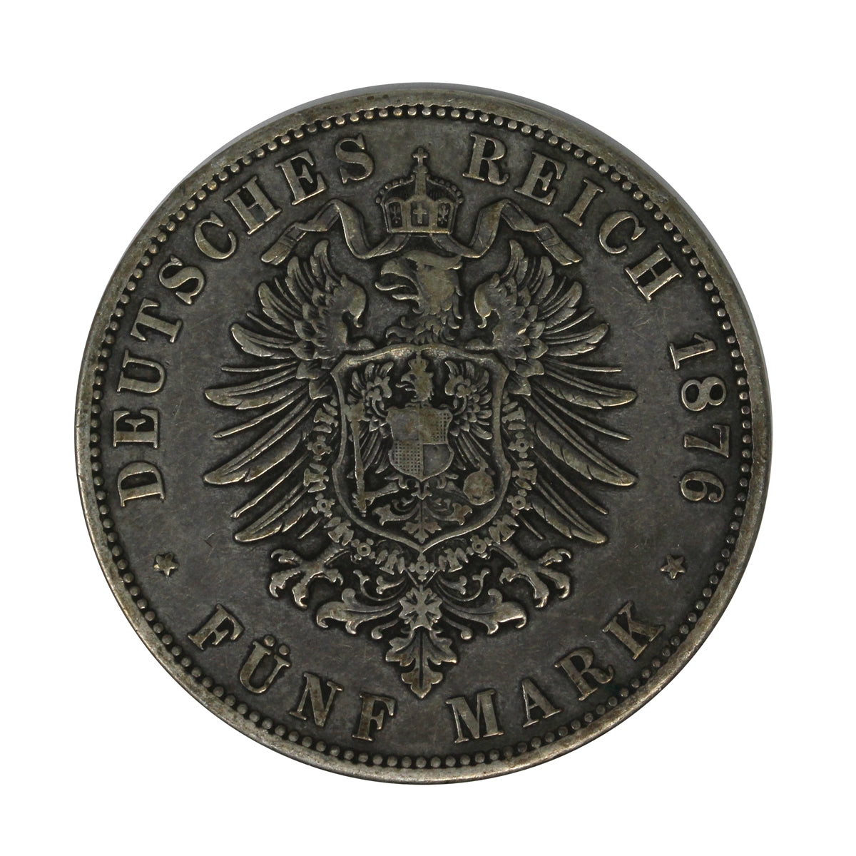 German Empire 1876A Prussia 5 Marks VF-EF (VF30) $