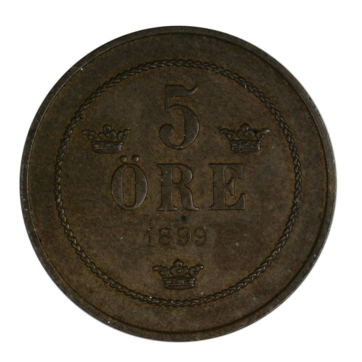 Sweden 1899 5 Ore Almost Uncirculated (AU50) $