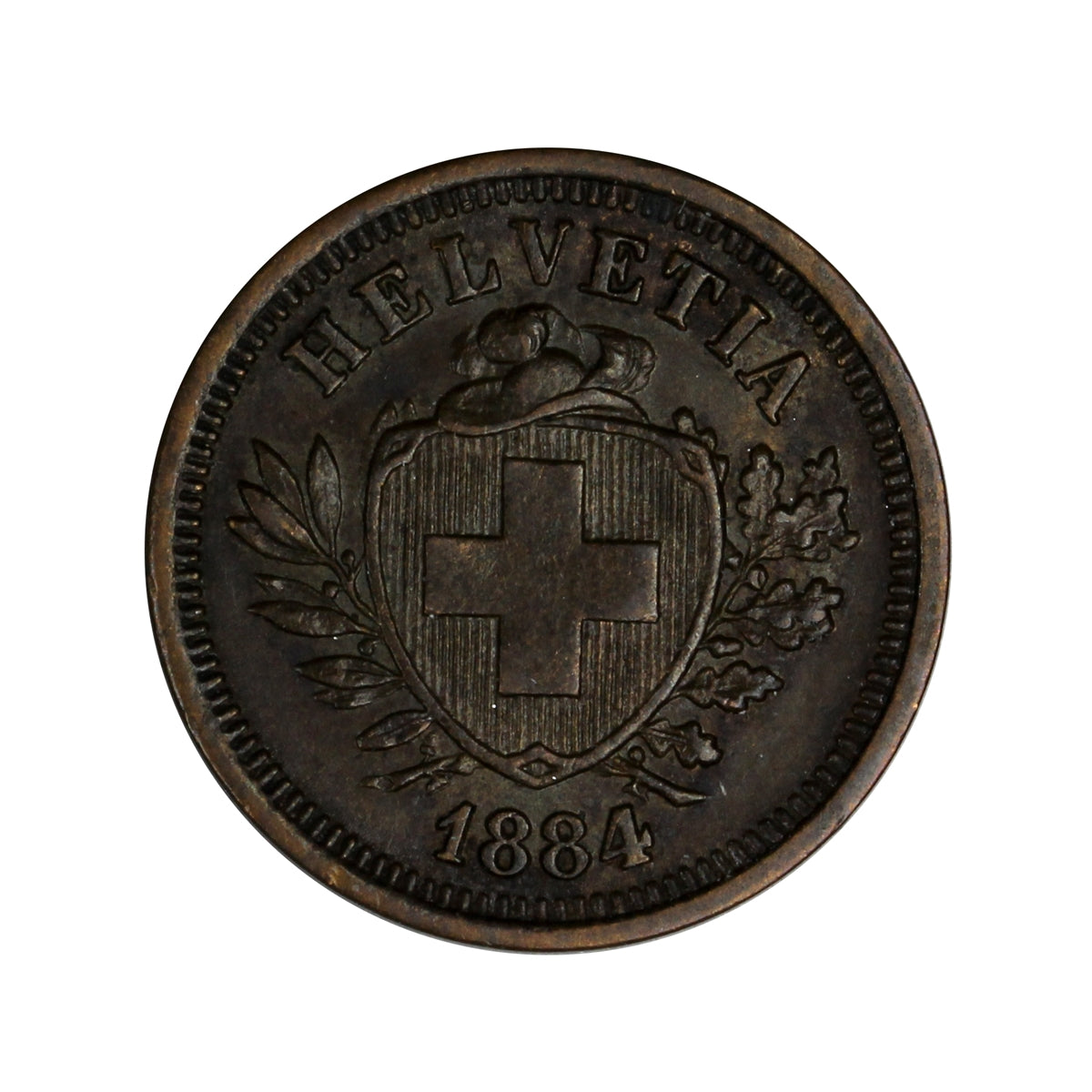 Switzerland 1884B Rappen Almost Uncirculated (AU50) $