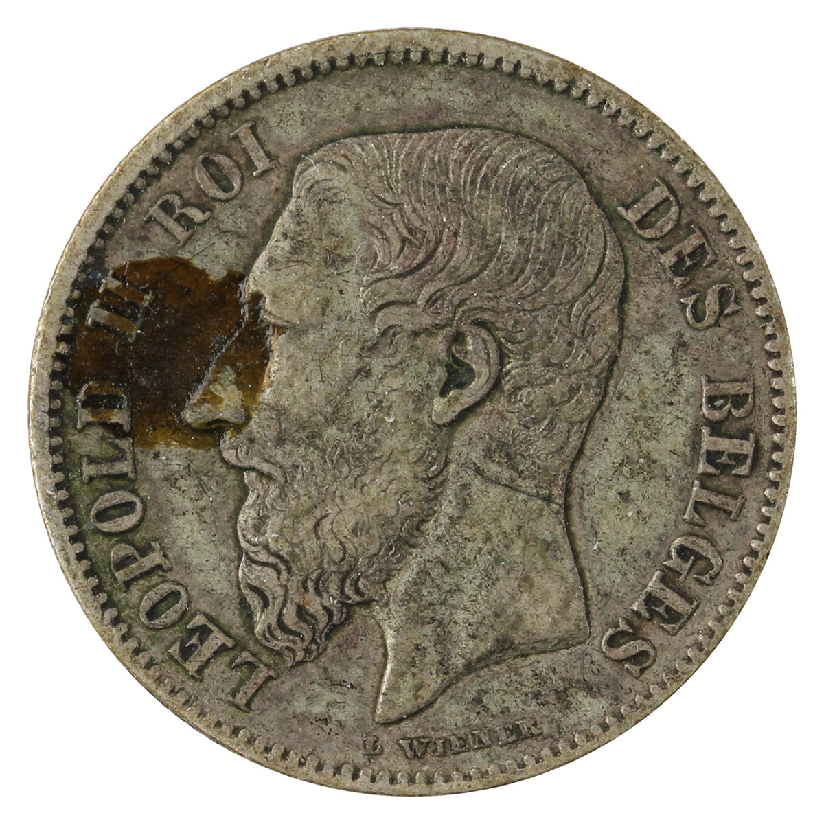 Belgium 1866 French 50 Centimes Very Fine (VF20)