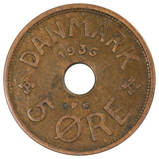 Denmark 1935 NGJ 5 Ore VF-EF (VF-30)