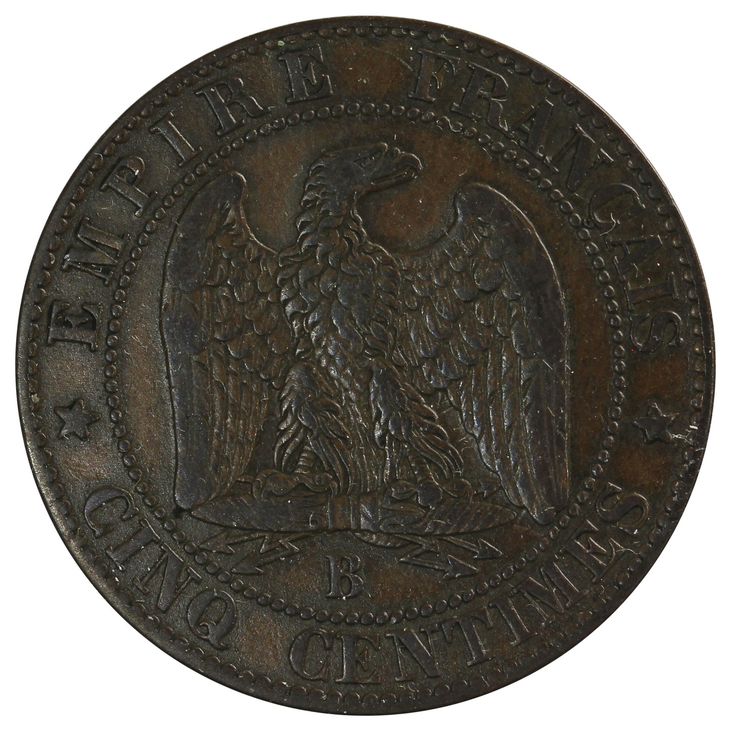 France 1856B 5 Centimes Extra Fine (EF40)
