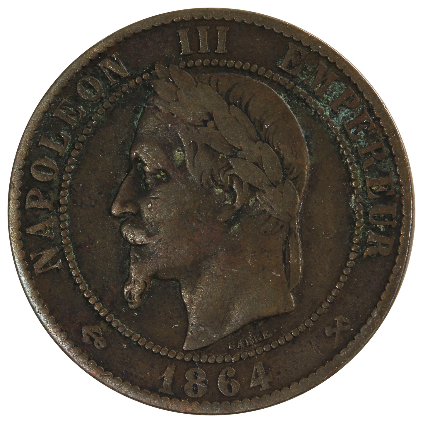 France 1864K 10 Centimes Very Fine (VF20)