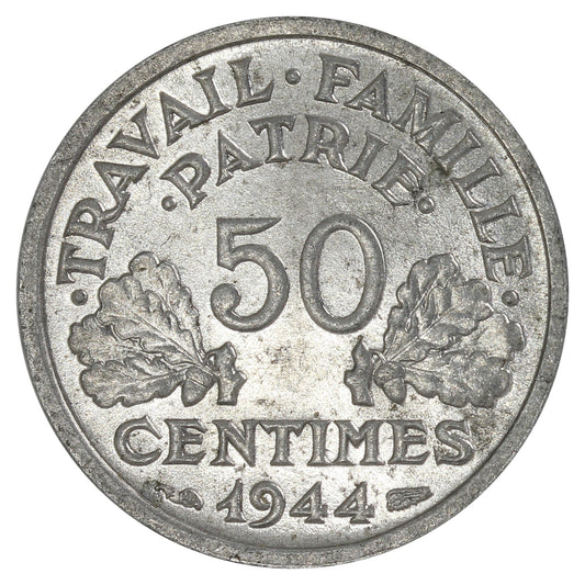 France 1944B 50 Centimes Uncirculated (MS-60)