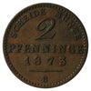 German Empire 1873B Prussia 2 Pfennig Extra Fine (EF40)