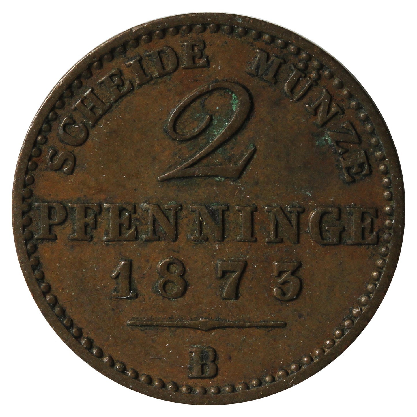 German Empire 1873B Prussia 2 Pfennig Extra Fine (EF40)
