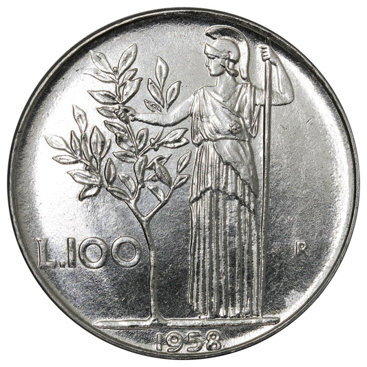 Italy 1958R 100 Lire Brilliant Uncirculated (MS-63)