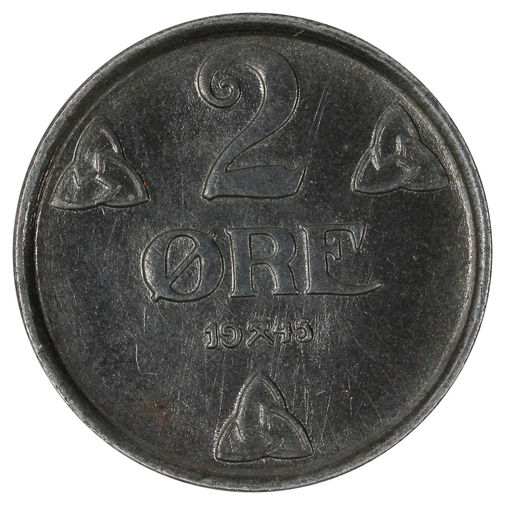 Norway 1945 2 Ore Brilliant Uncirculated (MS63)