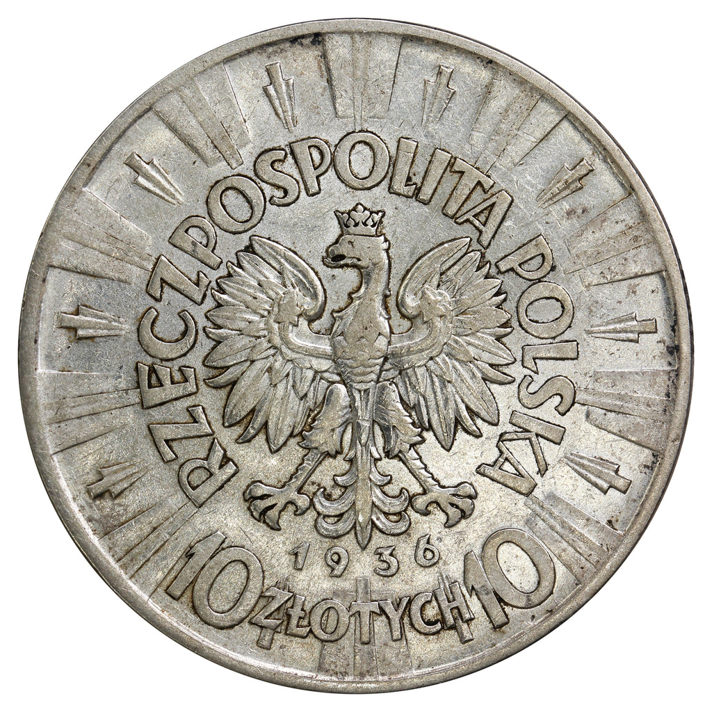 Poland 1936 10 Zlotych EF-AU (EF45) $