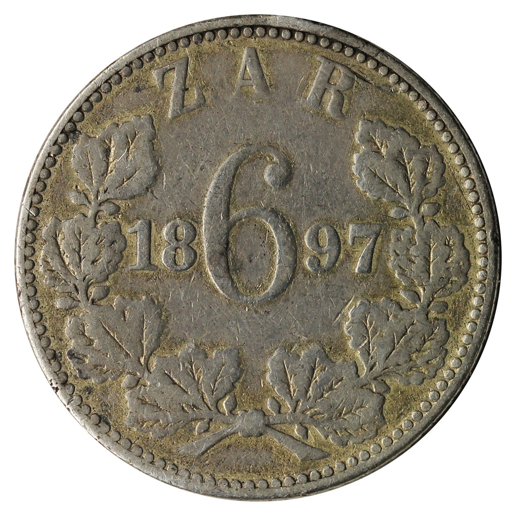 South Africa 1897 6 Pence F-VF (F15)