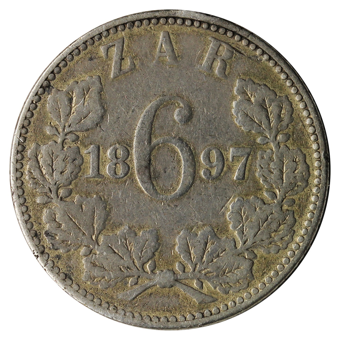 South Africa 1897 6 Pence F-VF (F15)
