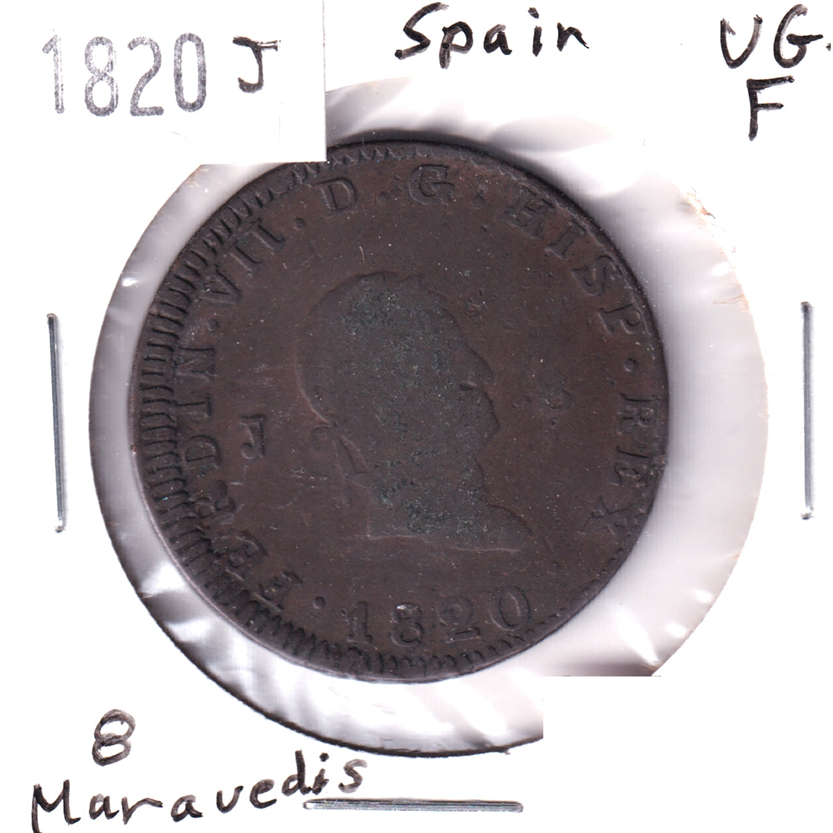 Spain 1820J 8 Maravedis VG-F (VG10)