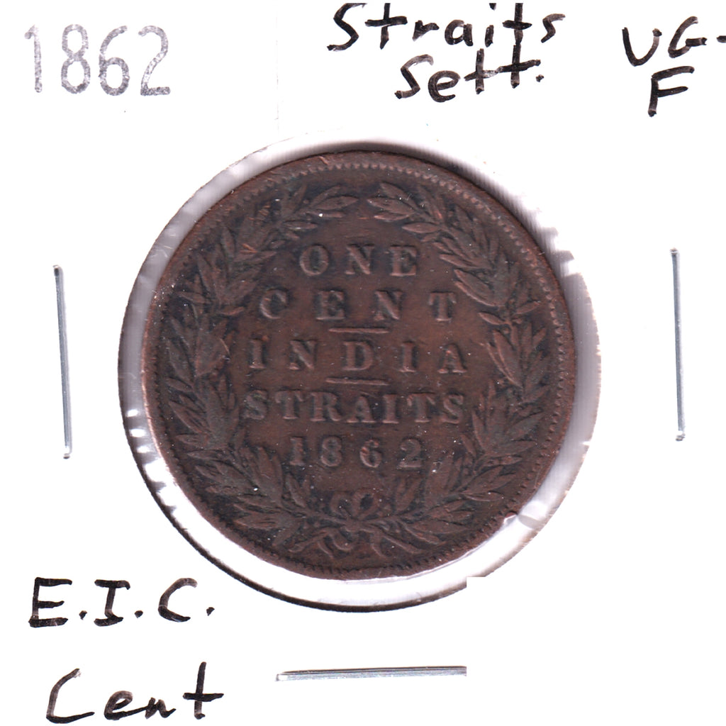 Straits Settlements 1862 EIC Cent VG-F (VG10)