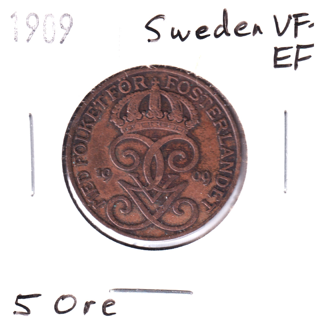 Sweden 1909 5 Ore VF-EF (VF30)