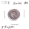 Switzerland 1909B 5 Rappen Almost Uncirculated (AU-50)