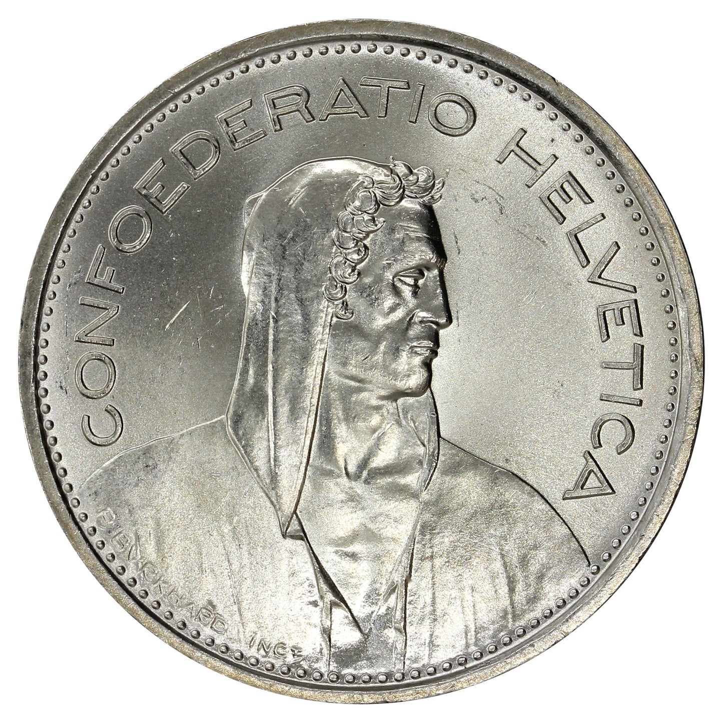 Switzerland 1967B 5 Francs Brilliant Uncirculated (MS63)