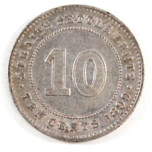 Straits Settlements 1899 10 Cents EF-AU (EF45) $