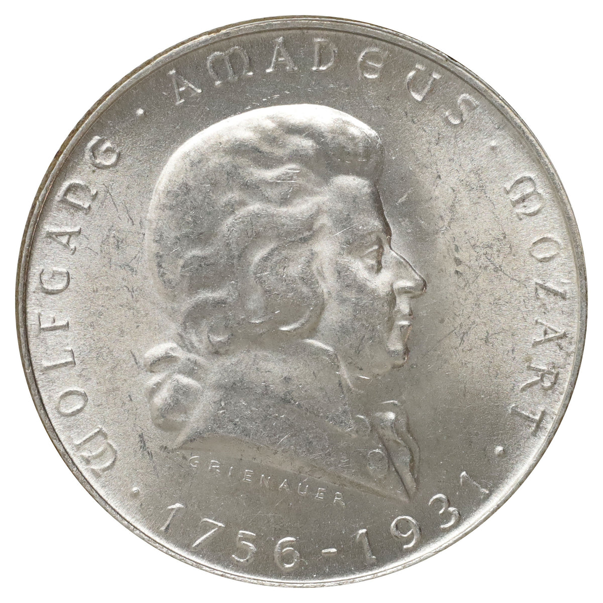 Austria 1931 Mozart 2 Schillings Brilliant Uncirculated (MS63) $