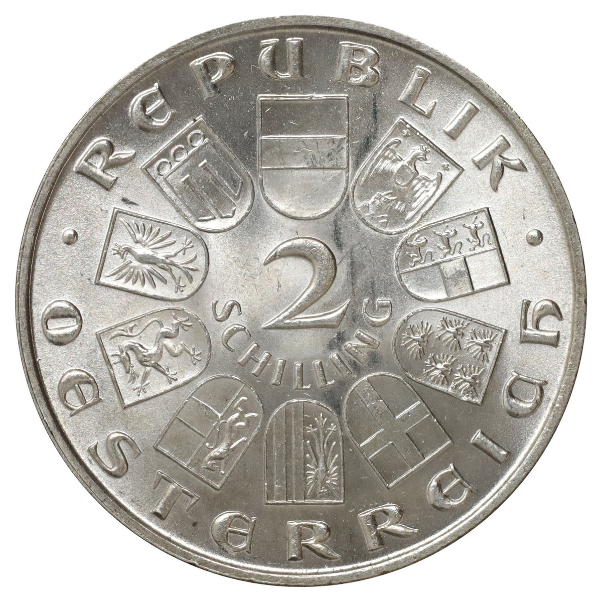 Austria 1931 Mozart 2 Schillings Brilliant Uncirculated (MS63) $