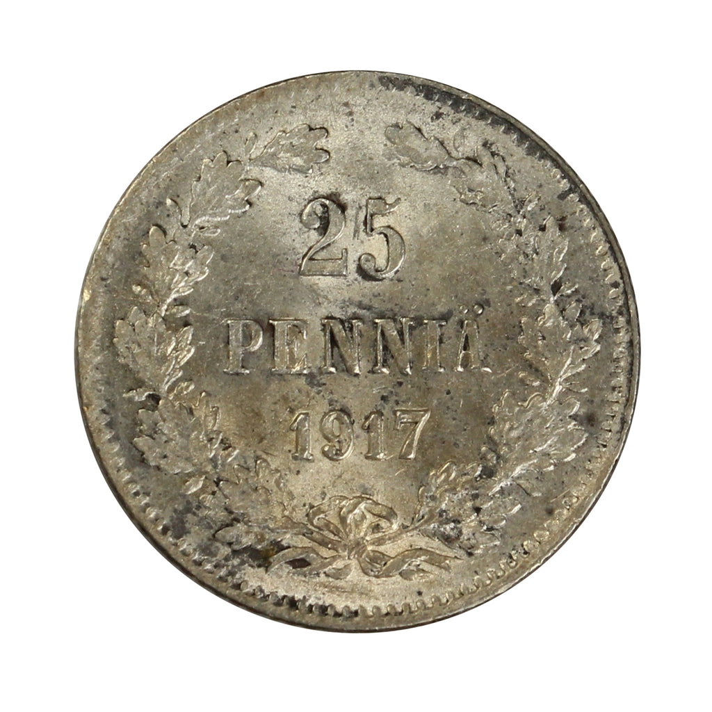 Finland 1917S 25 Pennia Brilliant Uncirculated (MS63)