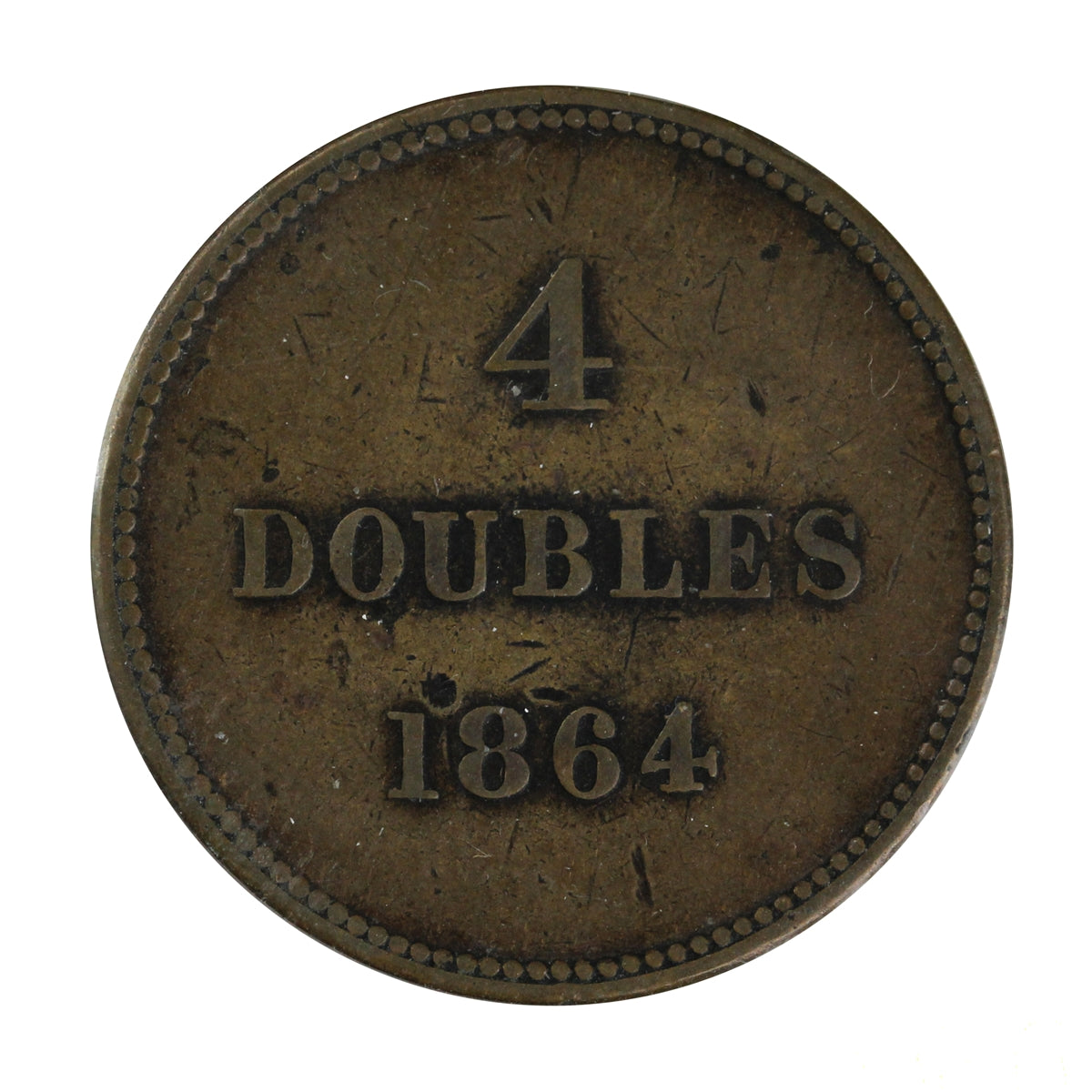 Guernsey 1864 4 Doubles Very Fine (VF20)