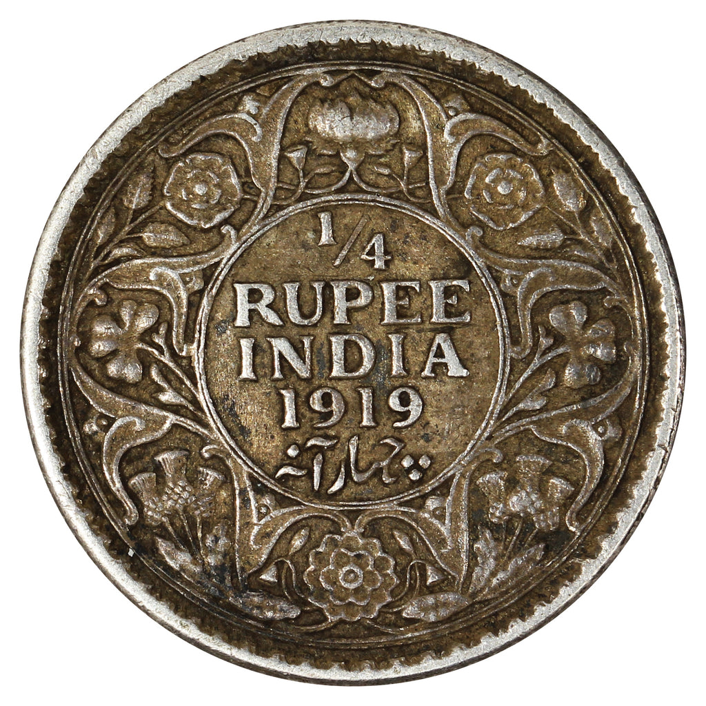 India 1919 1/4 Rupee VF-EF (VF30)
