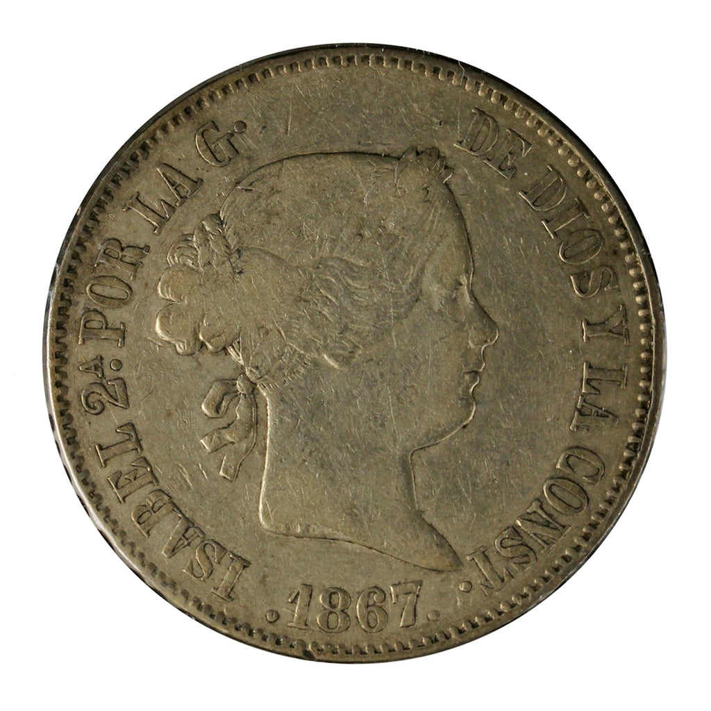 Spain 1867 Escudo VF-EF (VF30)