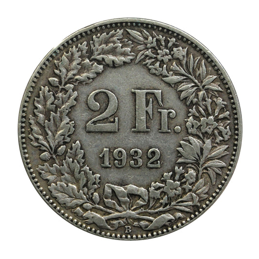 Switzerland 1932B 2 Francs VF-EF (VF30)