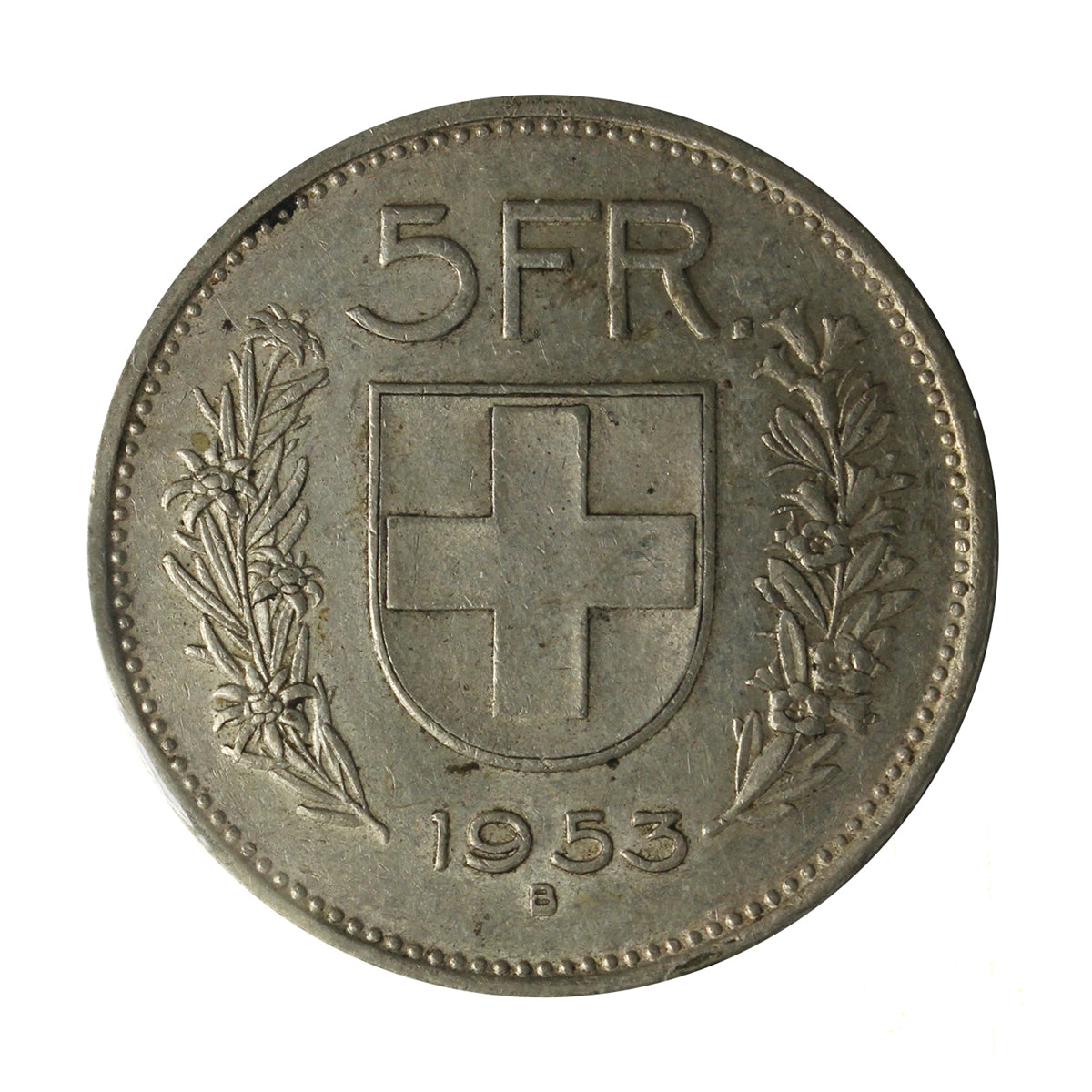 Switzerland 1953B  5 Francs Extra Fine (EF40)