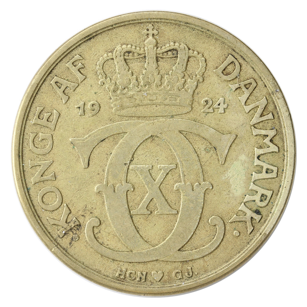 Denmark 1924 HCN GJ 2 Kroner VF-EF (VF30) $