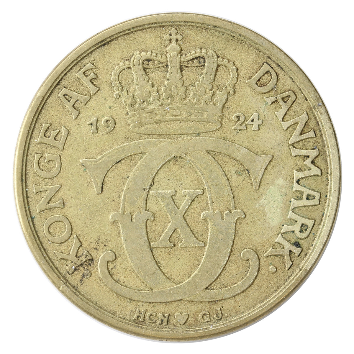 Denmark 1924 HCN GJ 2 Kroner VF-EF (VF30) $